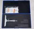 Precision depth micrometer tool with 0-100 mm range and 0.01 micrometre resolution.
