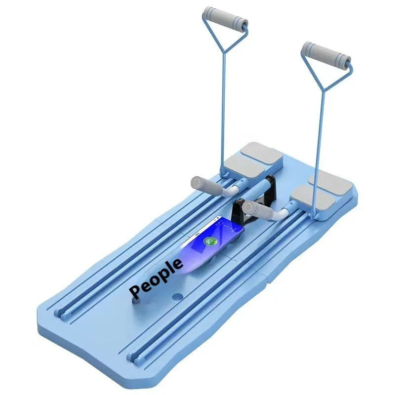 Blue ABS plastic fitness board with multi-functional five-in-one design for home workouts