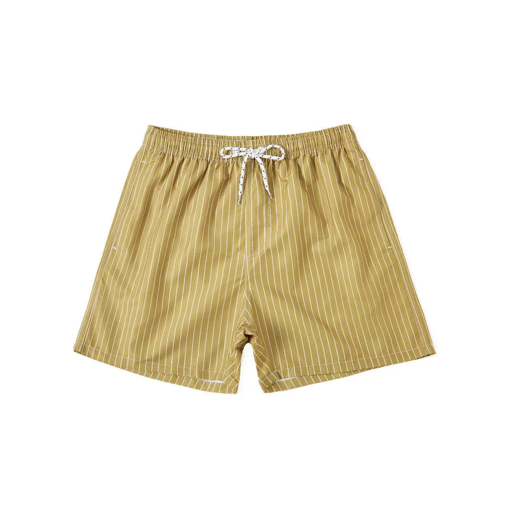 Men's striped casual shorts in polyester blend fabric with straight leg opening in light blue colour