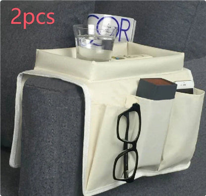 Oxford fabric sofa armrest organizer with multiple pockets for remote controls and magazines