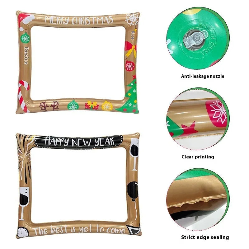 Red Christmas inflatable photo frame PVC construction for party photography