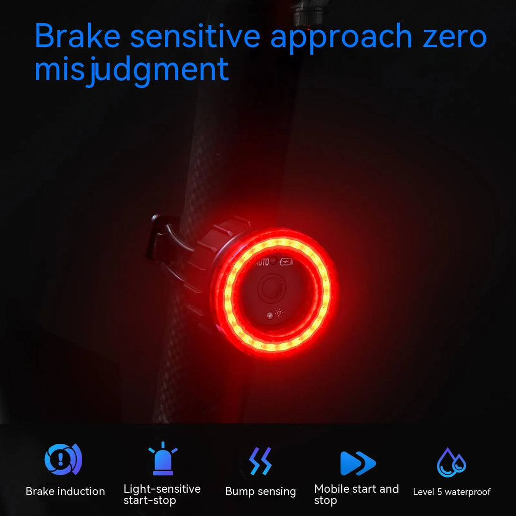Black Boxed intelligent induction brake bicycle taillight with seat tube mount