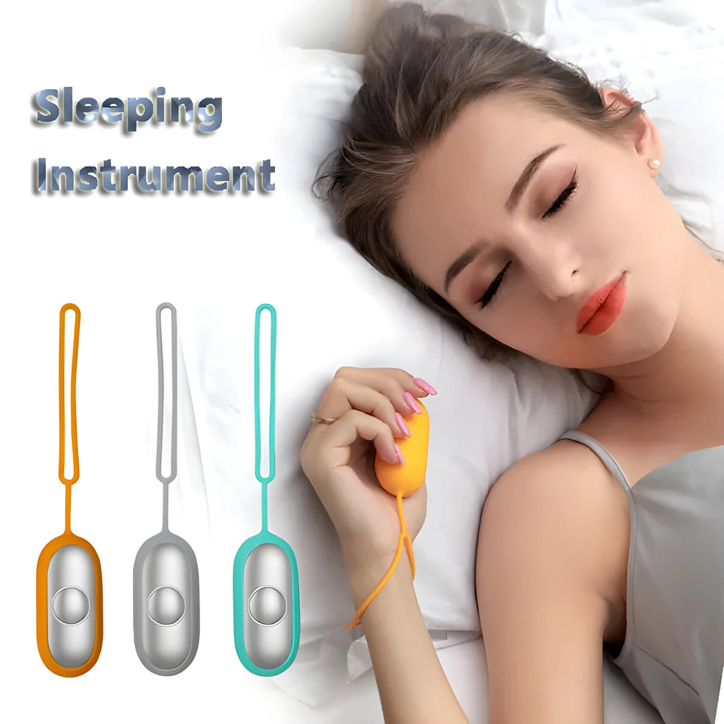 Handheld micro-current sleep aid device with round button and USB charging port