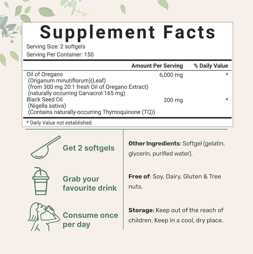 Butter Black Seed Oil soft gel capsules in packaging showing 180 or 300 tablet options