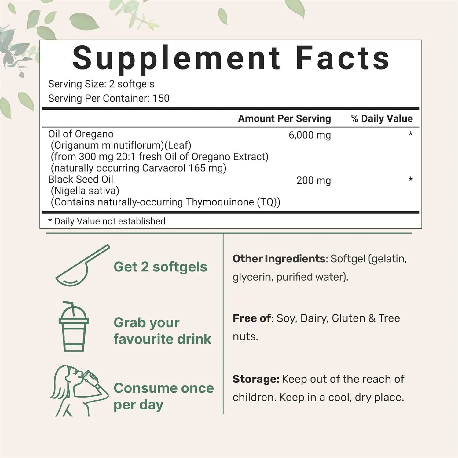 Butter Black Seed Oil soft gel capsules in packaging showing 180 or 300 tablet options