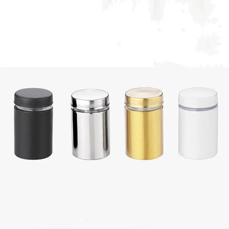 Stainless steel glass sign standoff screws in black, gold, silver, white with sizes 12mm to 30mm
