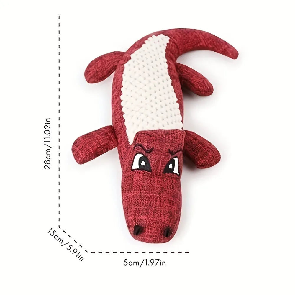 Corn grid texture pet plush toy in blue, green, and red colours with biting sound mechanism