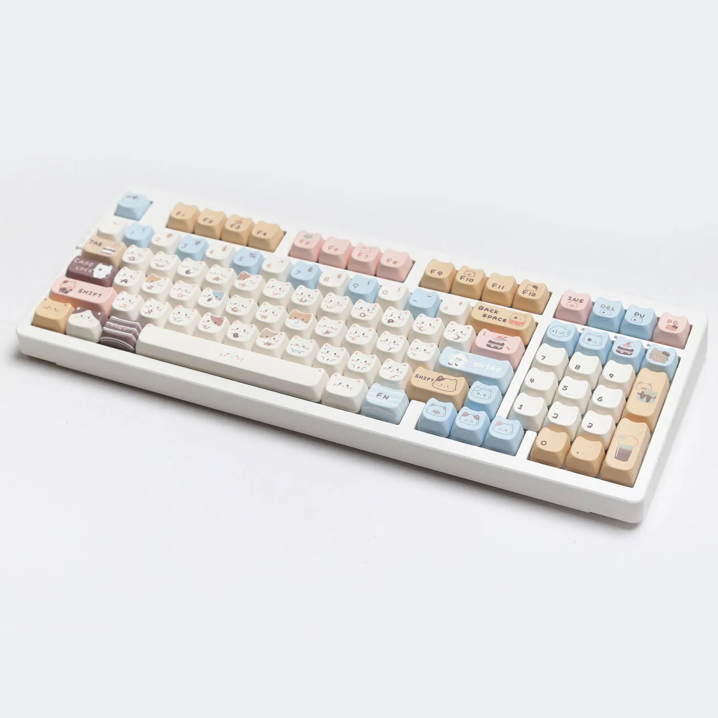 Sea Salt Cat PBT sublimation keycap full set with 7u space bar supplement for mechanical keyboards