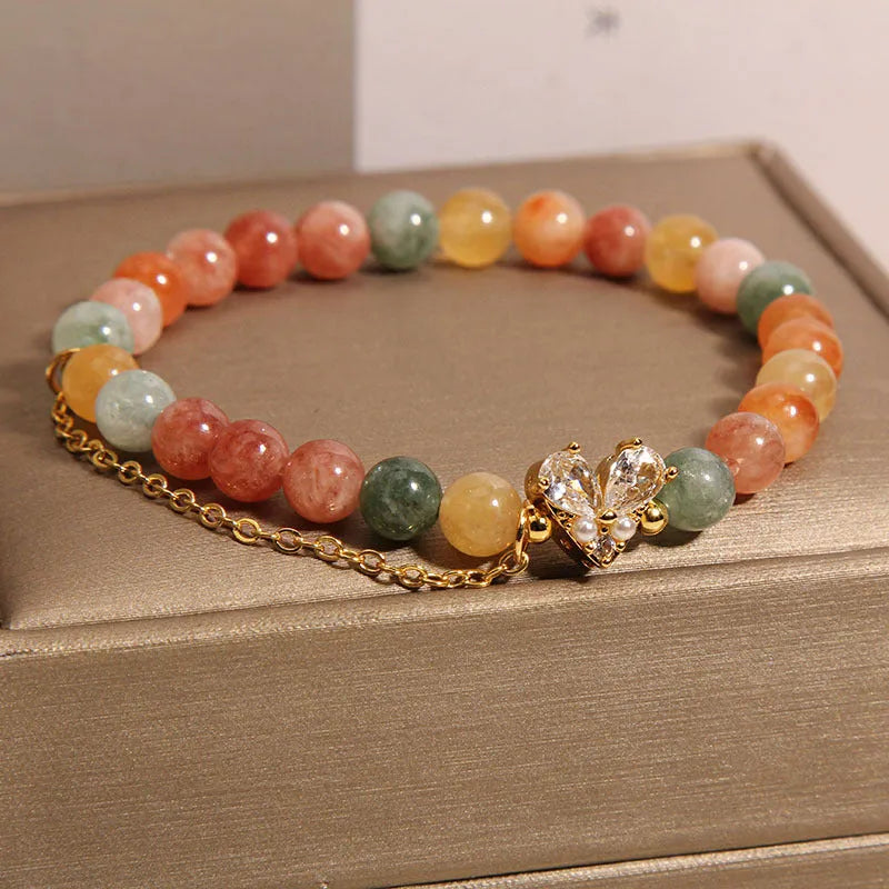 Women's Fu Lu Shou crystal bracelet with a V-shaped zircon stone in a cartoon style design.