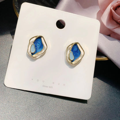 S925 silver stud earrings with geometric design for women