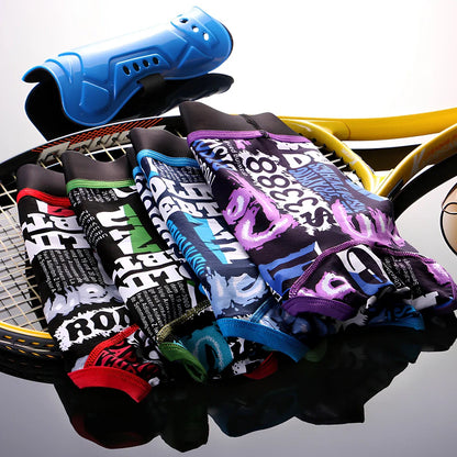 Men's cotton boxer shorts with personality printing in blue, green, purple, and red colours