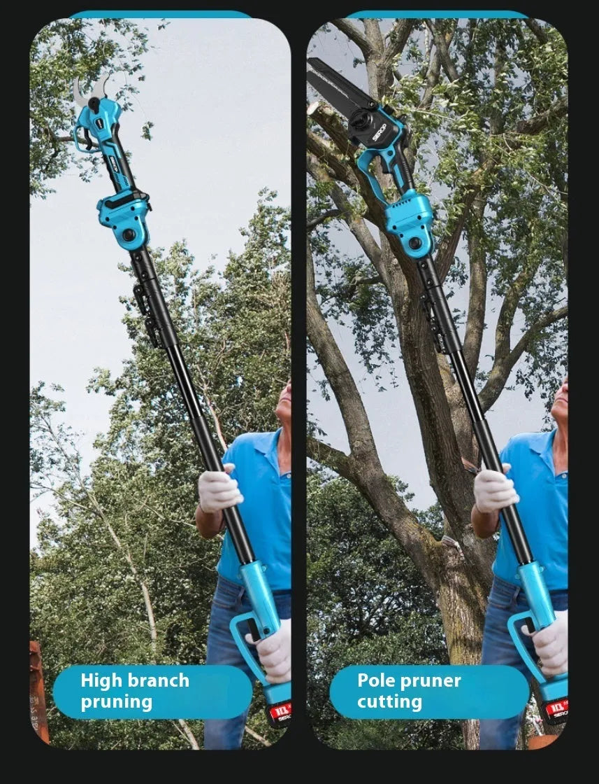 Electric pruning knife brushless saw with 2.5m high branch rod, SK5 blade, and two batteries