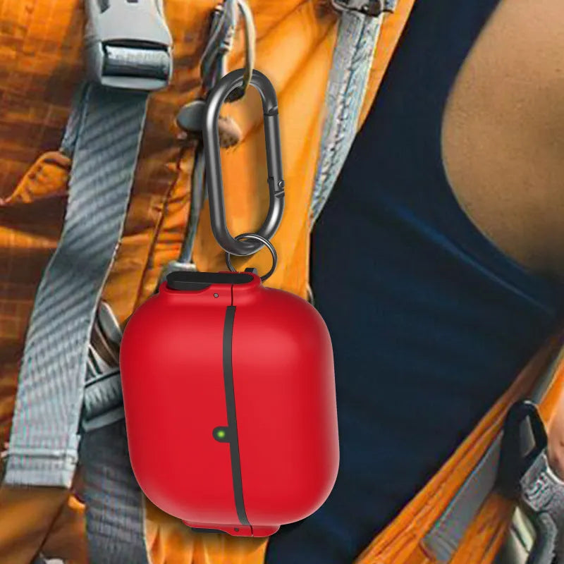 Frosted silicone PC hard case for AirPods with automatic bounce cover in red, white, and black colours