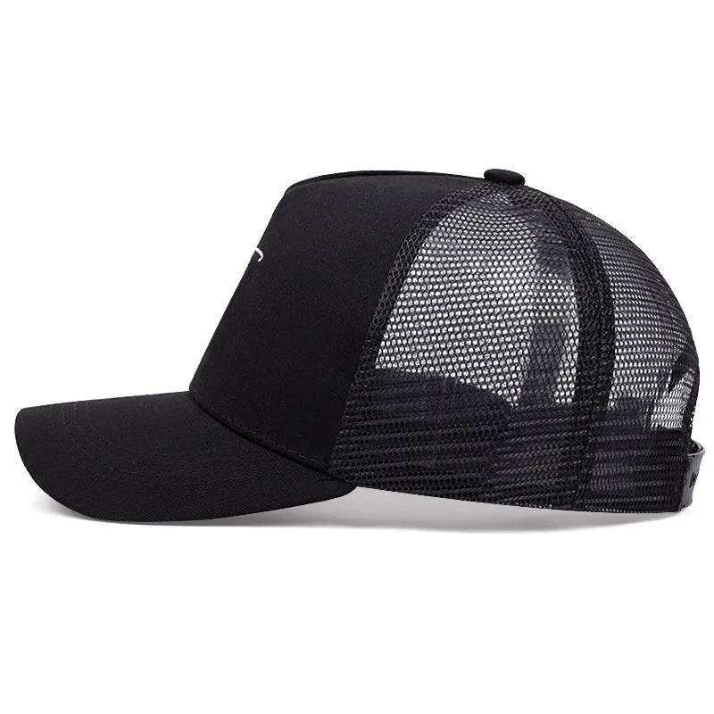 Cross English embroidery breathable cotton baseball cap in black, adjustable 55-61cm, with sunshade brim
