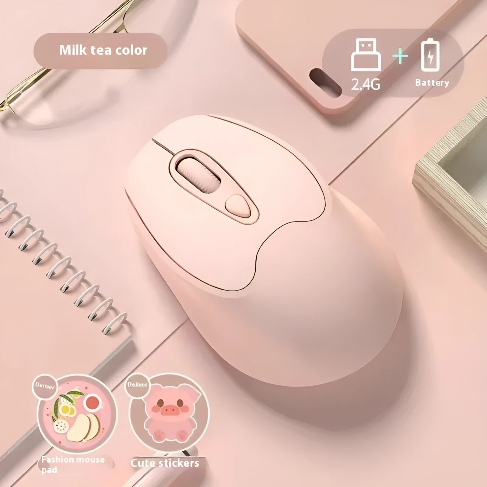 Dual-mode Bluetooth wireless mouse in multiple colours compatible with phones and tablets