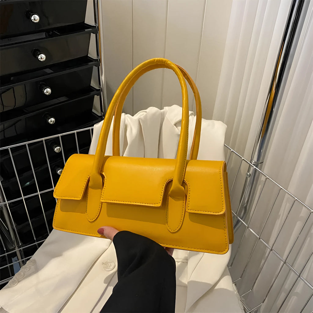 Women's small square shoulder bag in PU leather with single strap and document compartment interior