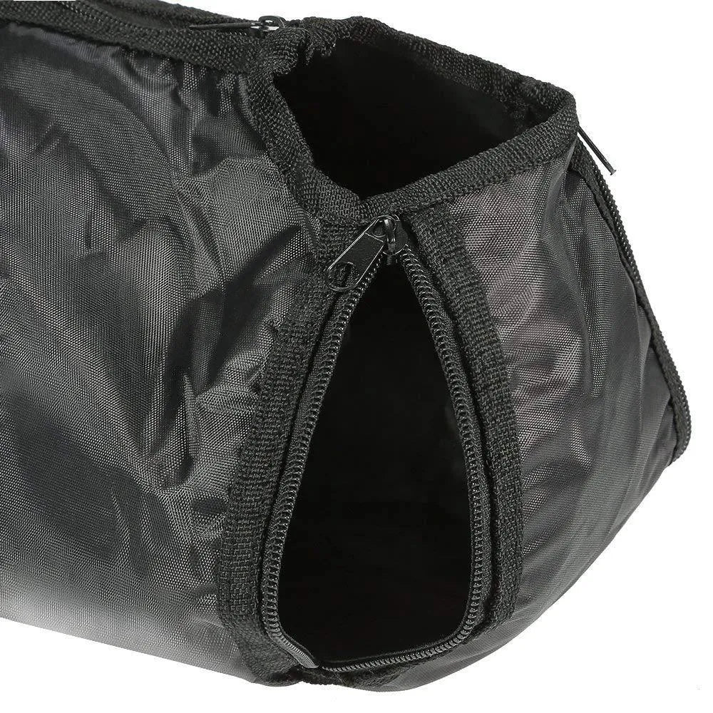 Black cat bath bag for grooming and veterinary care with folding capability