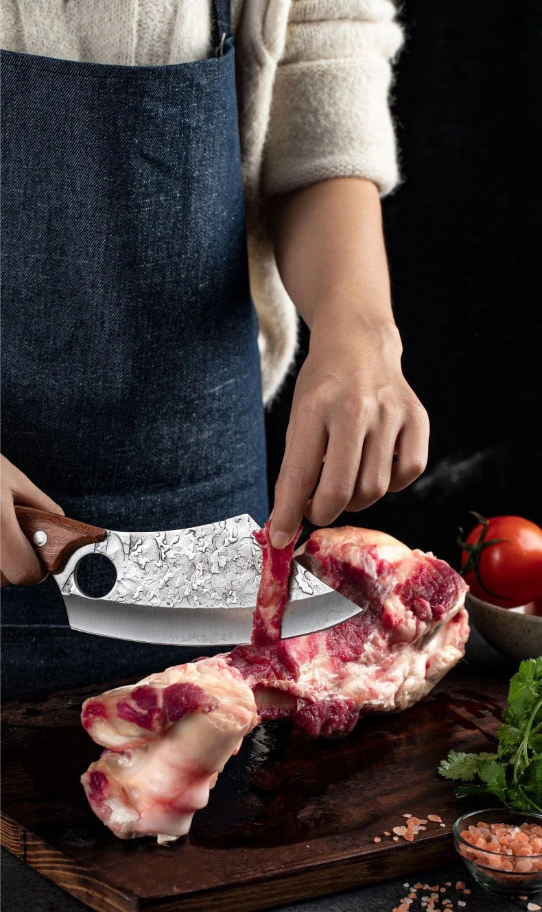 Forged small kitchen knife with anti-rust molybdenum vanadium steel blade and rosewood handle