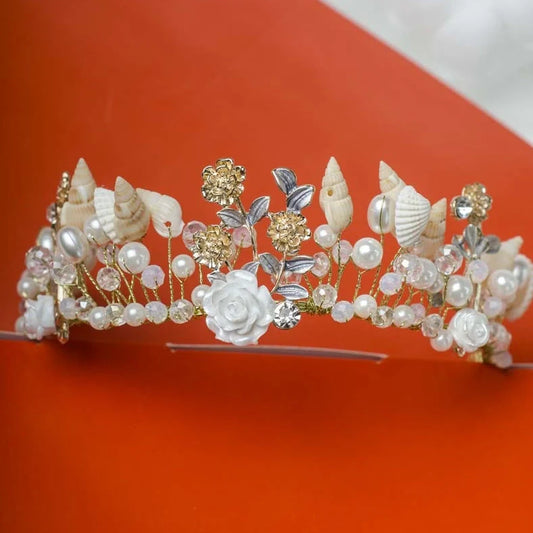 Conch shell Baroque hair band measuring 4cm wide with natural shell construction