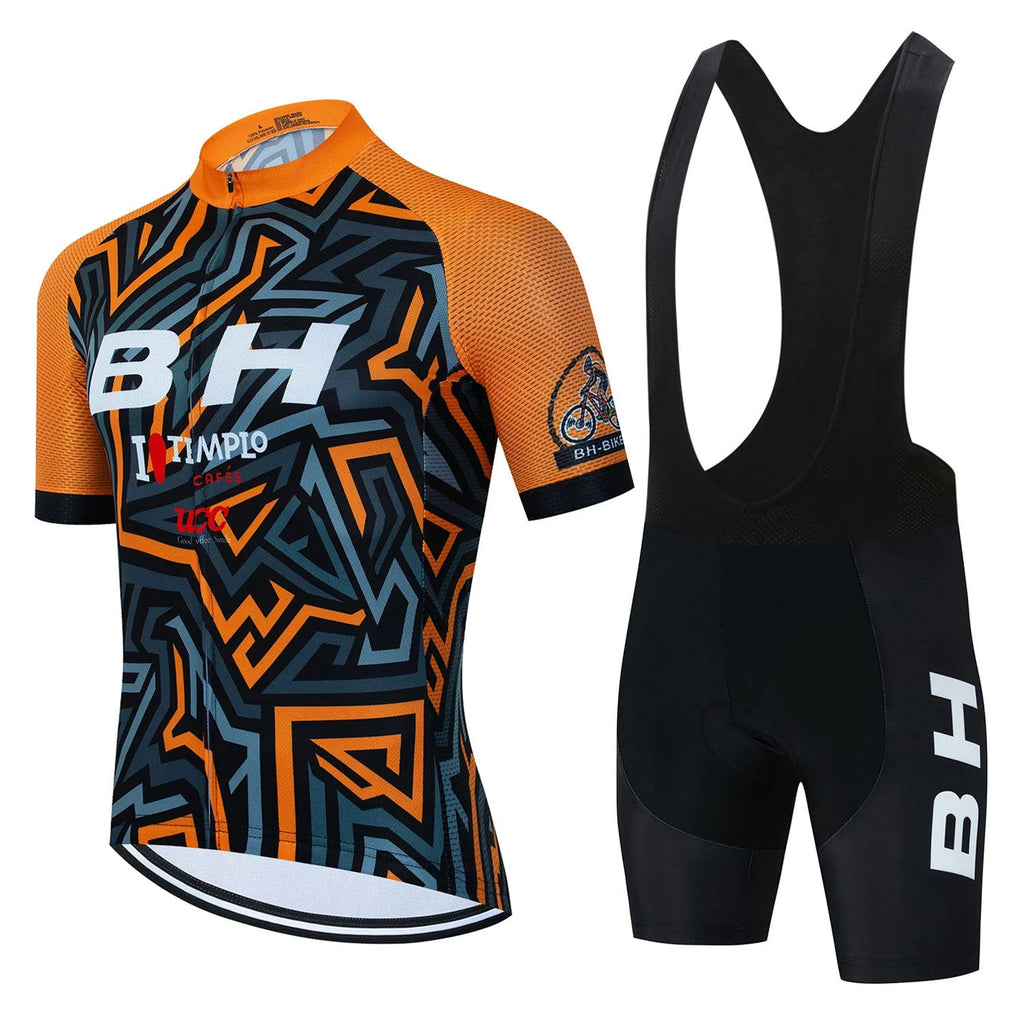 BH Men's Short Sleeve Riding Sweatshirt Suit quick-dry breathable mesh fabric cycling running hiking set