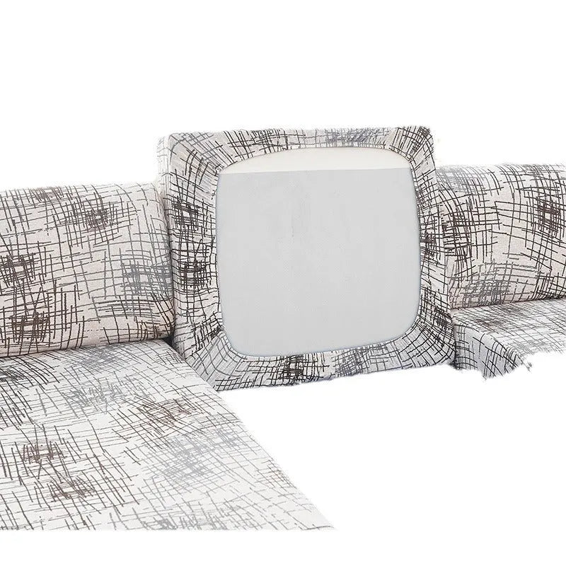 Printed non-slip polyester sofa seat cover with elastic edges in Hermes orange colour