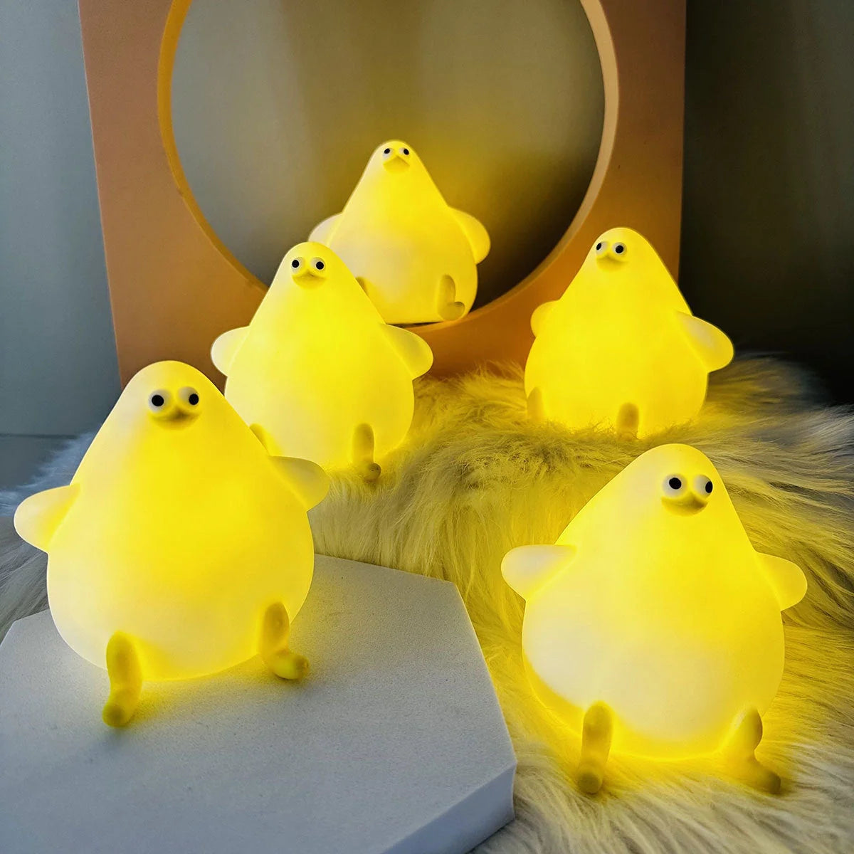 Cartoon Silicone Sea Gull Night Light with USB charging, perfect for kids' rooms