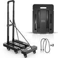Black direct-supply handcart with silent PU wheels, PP plastic and metal construction for indoor and outdoor moving.