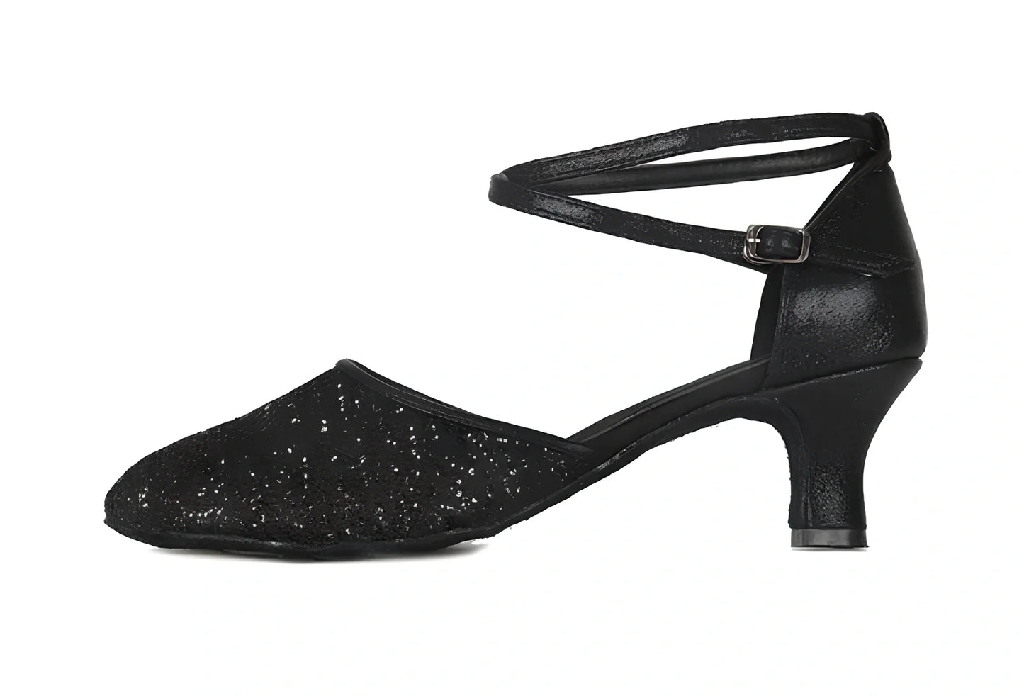 Women's silver high-heeled Latin dance shoes with 7cm heel, sequins, pointed toe, size 36-41