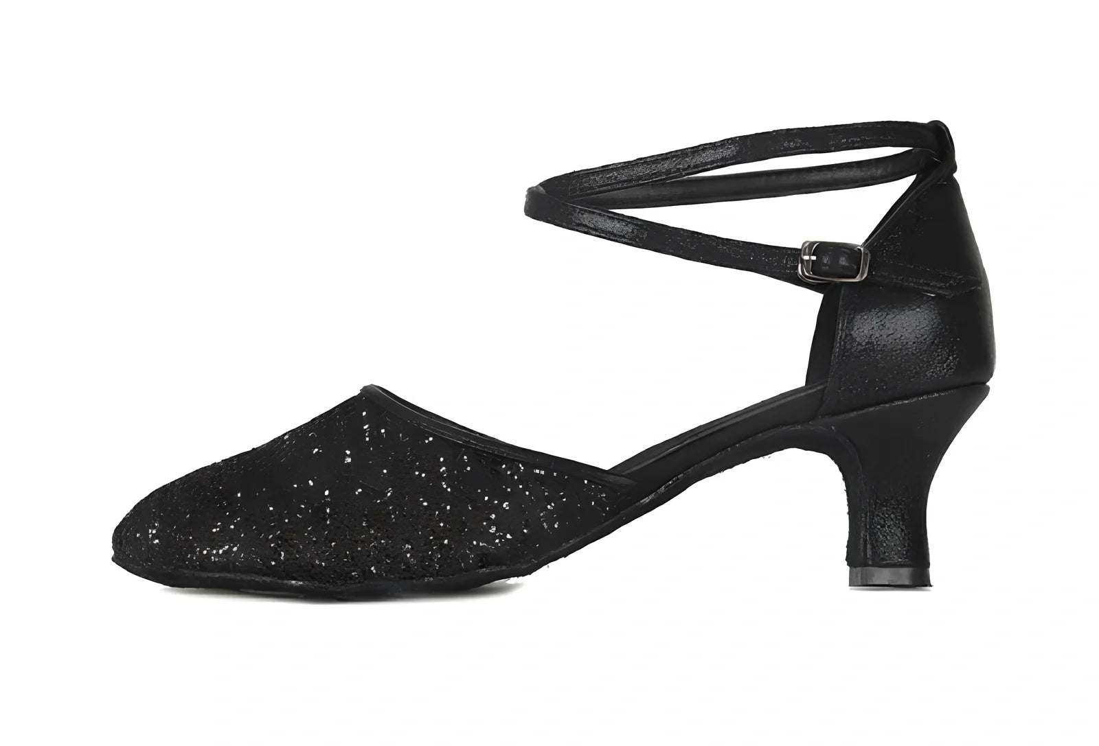 Women's silver high-heeled Latin dance shoes with 7cm heel, sequins, pointed toe, size 36-41