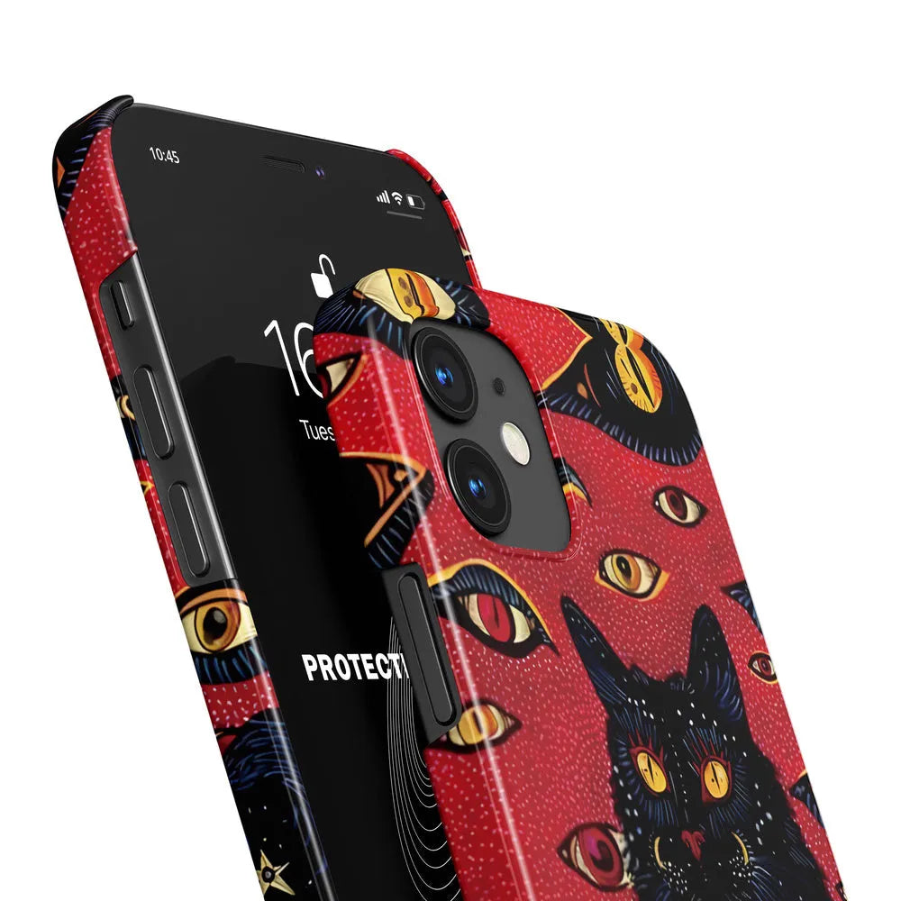 Retro cat eye design iPhone case in hard shell with European American vintage styling