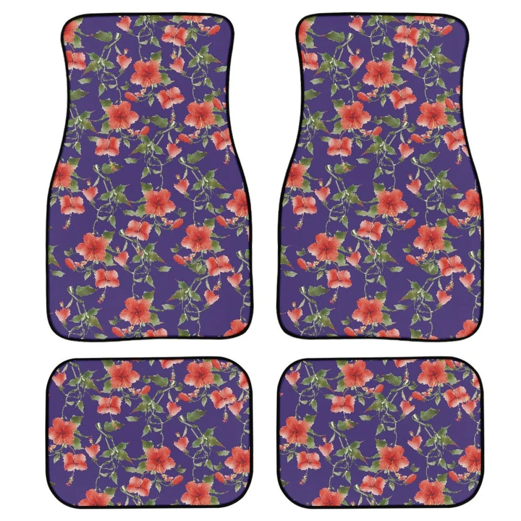 Black printed rubber car floor mat set showing textured surface and 20mm thickness.