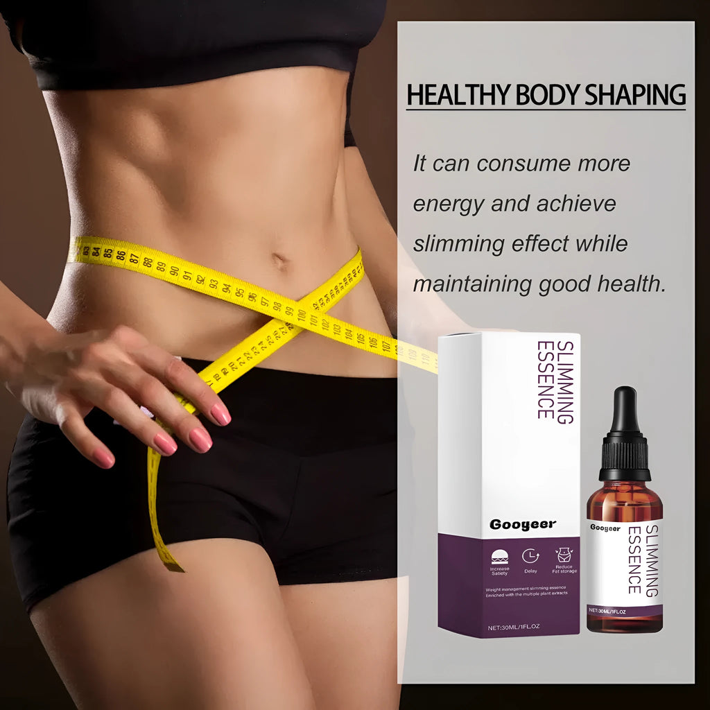 30ml bottle of body shaping drops for tightening thigh, arm, and belly fat.