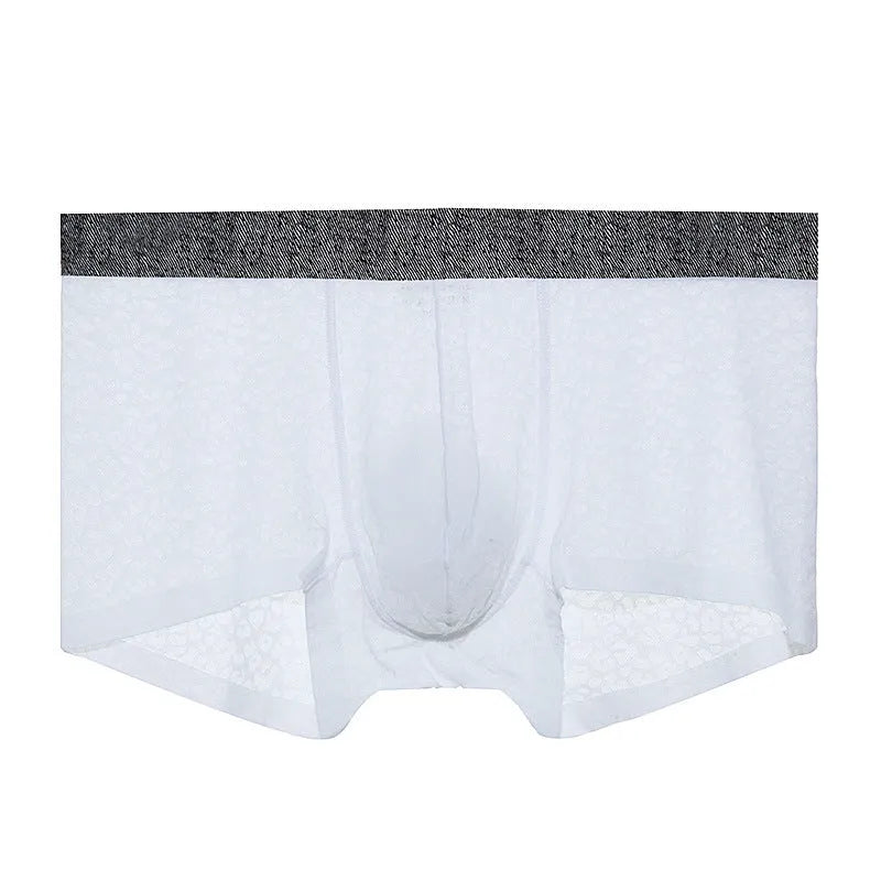 Men's seamless lace boxer briefs in jacquard polyester fabric on a low waist design