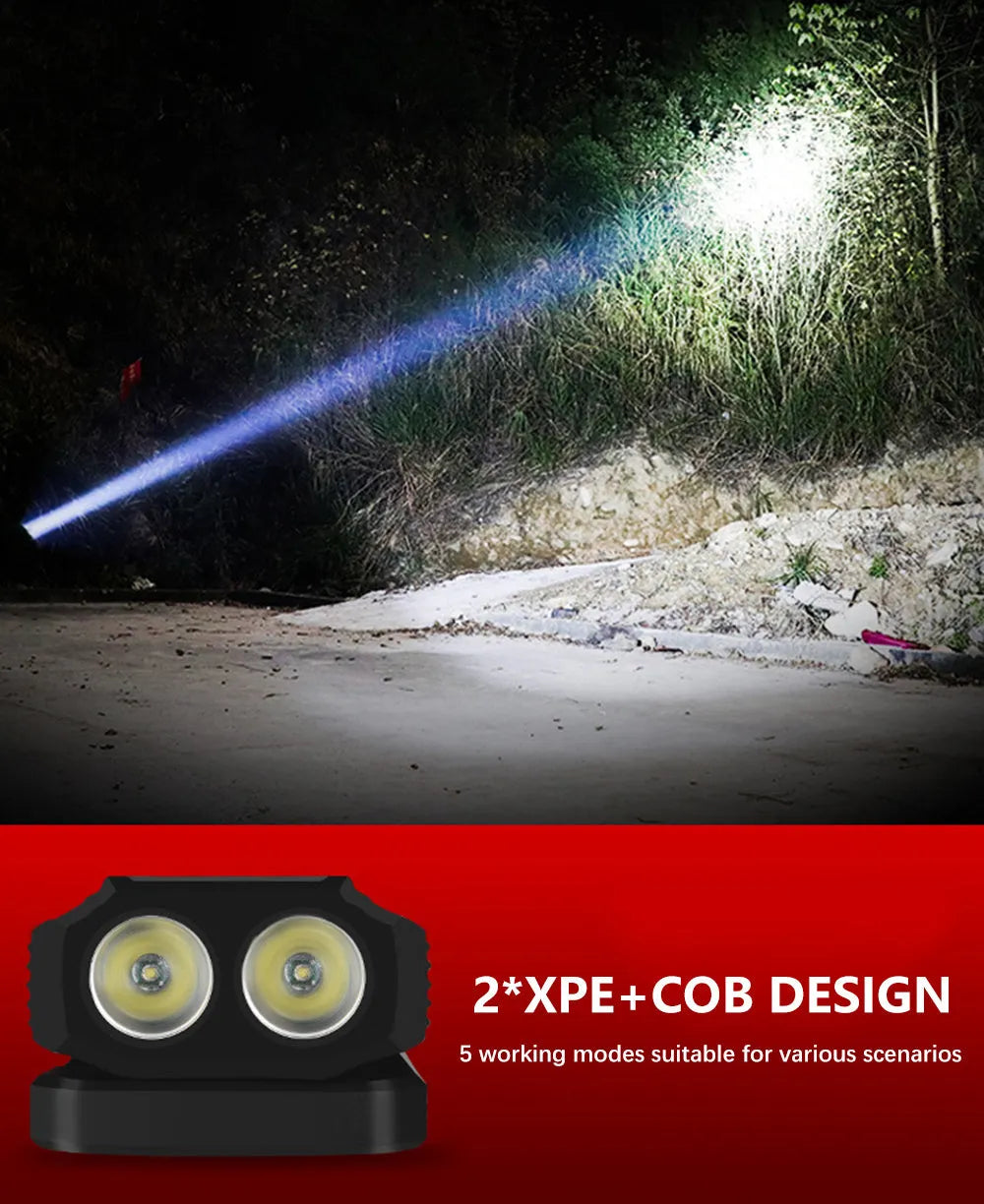 LED COB working repair light USB rechargeable 360 rotation 10W ABS folding model red