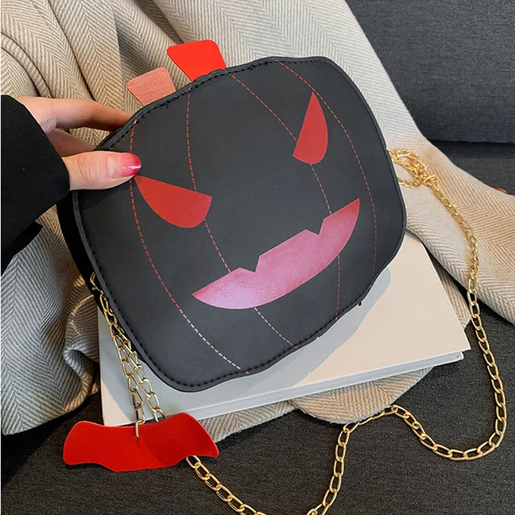 Halloween Cartoon Pumpkin Shoulder Bag in various colours with chain strap