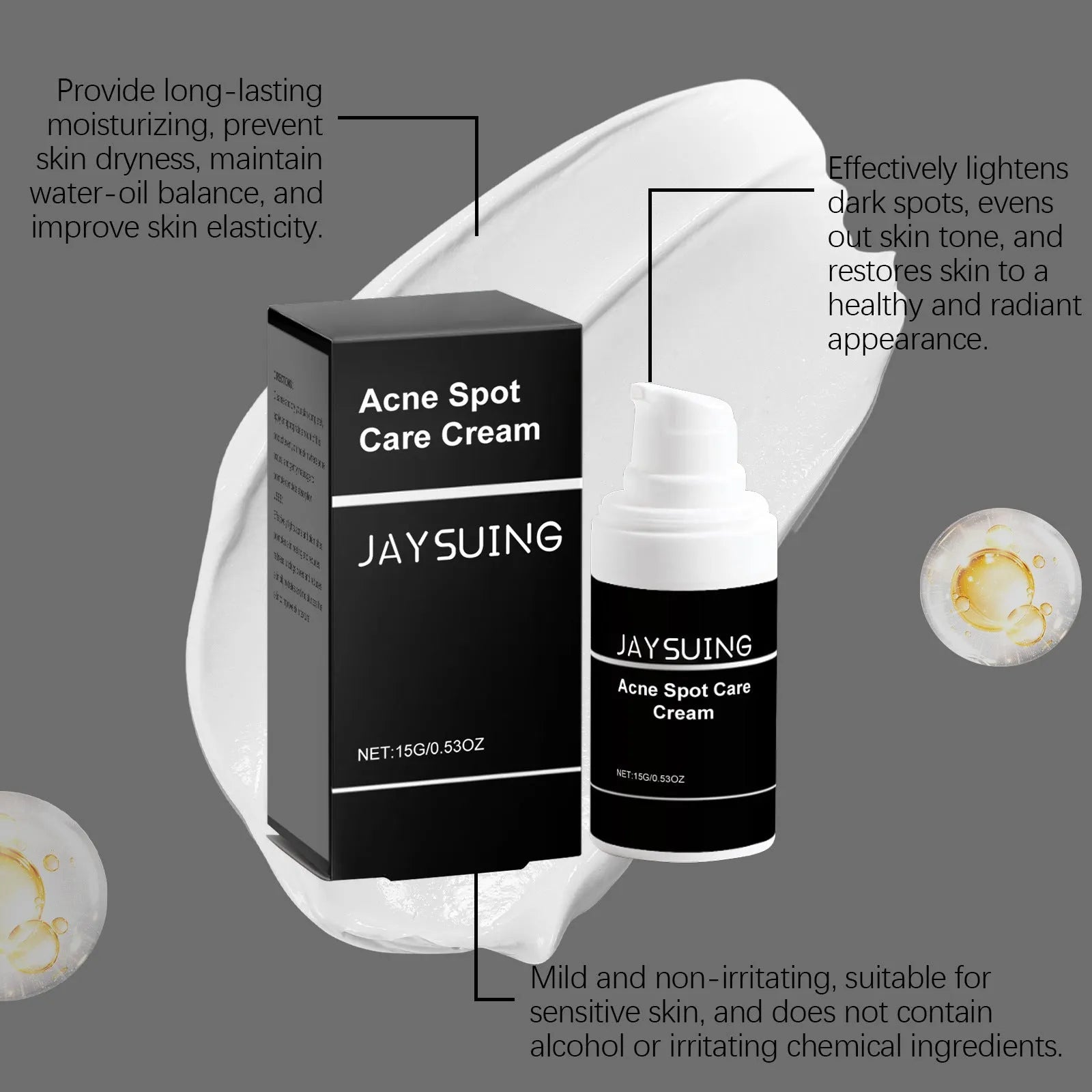 15g tube of acne removing face cream with mint leaf, tea tree oil, and aloe leaf ingredients