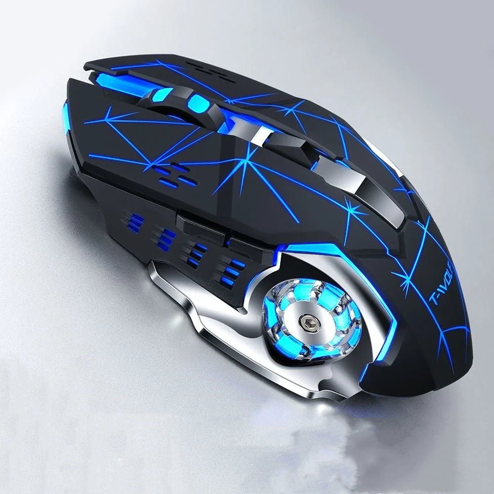 Wireless gaming mouse with 2400 DPI precision, 6 programmable buttons, and customizable RGB lighting