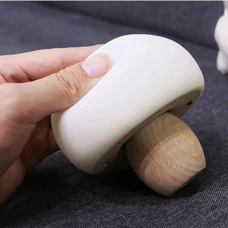 Adjustable brightness silicone LED night lamp with wooden base for children's bedrooms