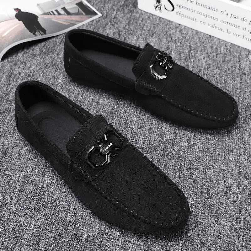 Men's black and grey suede casual shoes with rubber sole in sizes 39 to 44