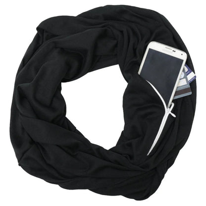 Pocket scarf with zipper pocket in various colours for winter warmth and storage