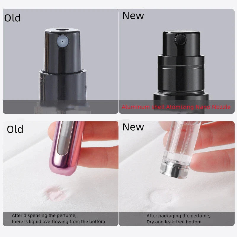 Compact perfume vaporizer in various colours with leak-proof design for travel