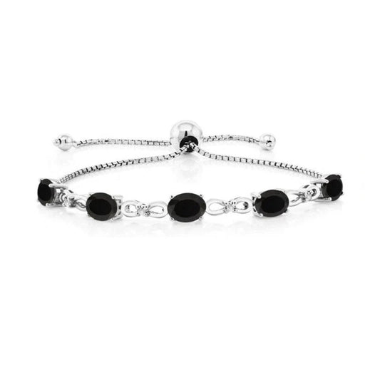 Black zircon stitched bracelet for women with elliptical stones
