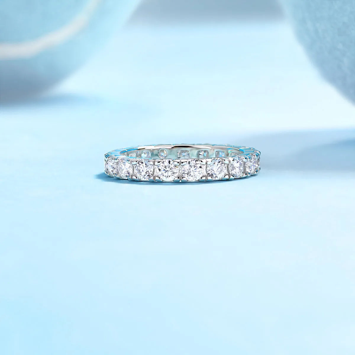 Van Gogh Starry Sky wedding ring set with 0.1-carat moissanite in S925 silver platinum plated, gift box