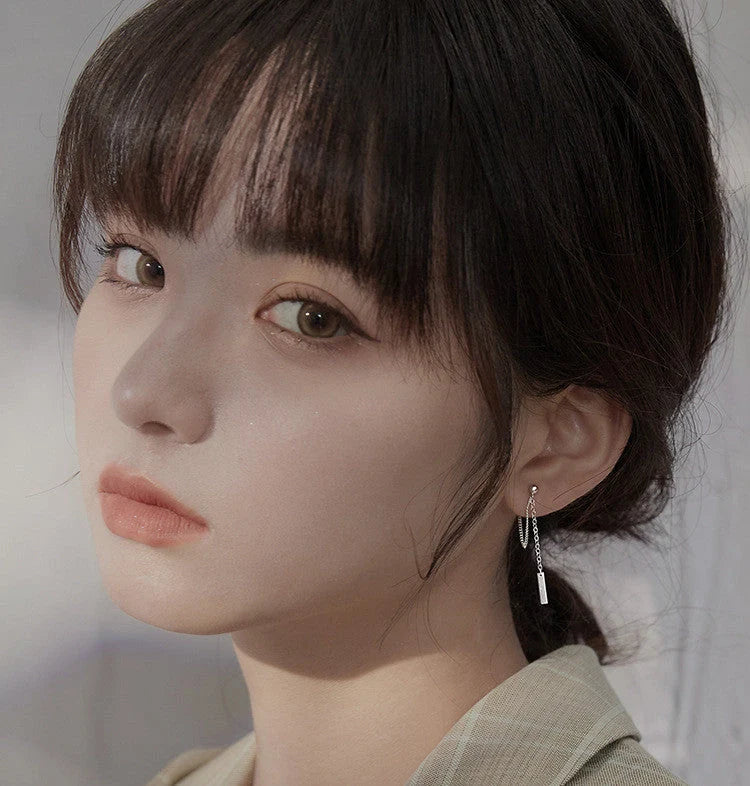 Women's Tassel Simple Stud Earrings in copper or 925 silver with geometric pattern