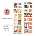 Retro DIY journal decoration coated paper stamp sticker roll showing 55mm width and sample designs from four collections