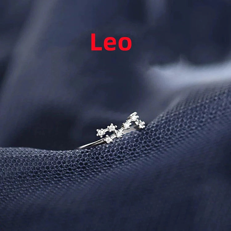 Silver Zodiac Sign Ring with detailed astrology symbols, electroplated for durability