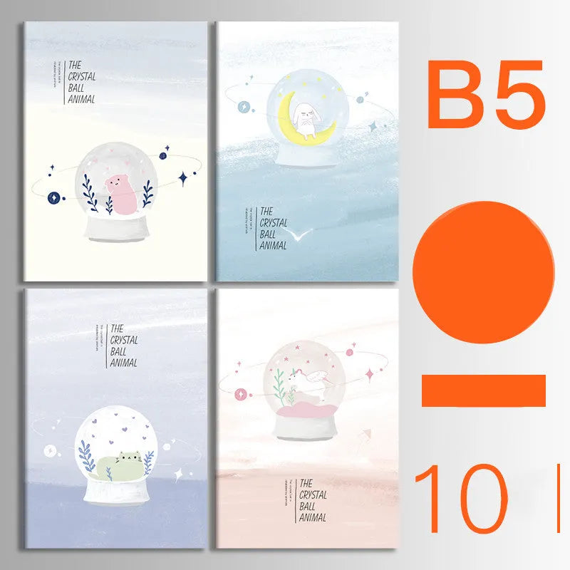 Set of 10 thread-bound A5 notebooks with kraft paper covers showing bear and sakura designs