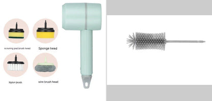 USB rechargeable electric cleaning brush for kitchen and bathroom with multiple brush heads