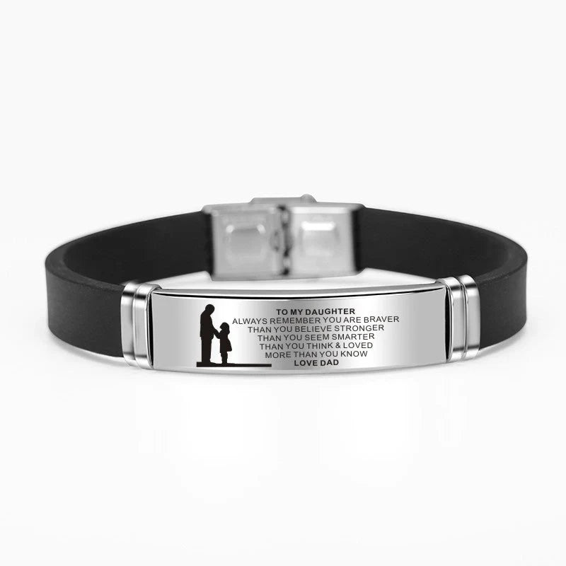 Engraved stainless steel silicone bracelet for family bonds with personal engravings