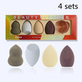 Four Hydrophilic Polyurethane beauty eggs in assorted colours on a metal stand, size 6x4cm each